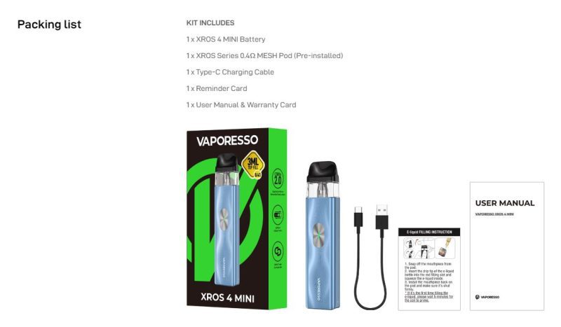 VAPORESSO XROS 4 MINI Starter Vape Pod Kit 5